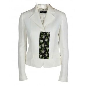 DOLCE & GABBANA White suit with floral details.
Jacket with button closure.